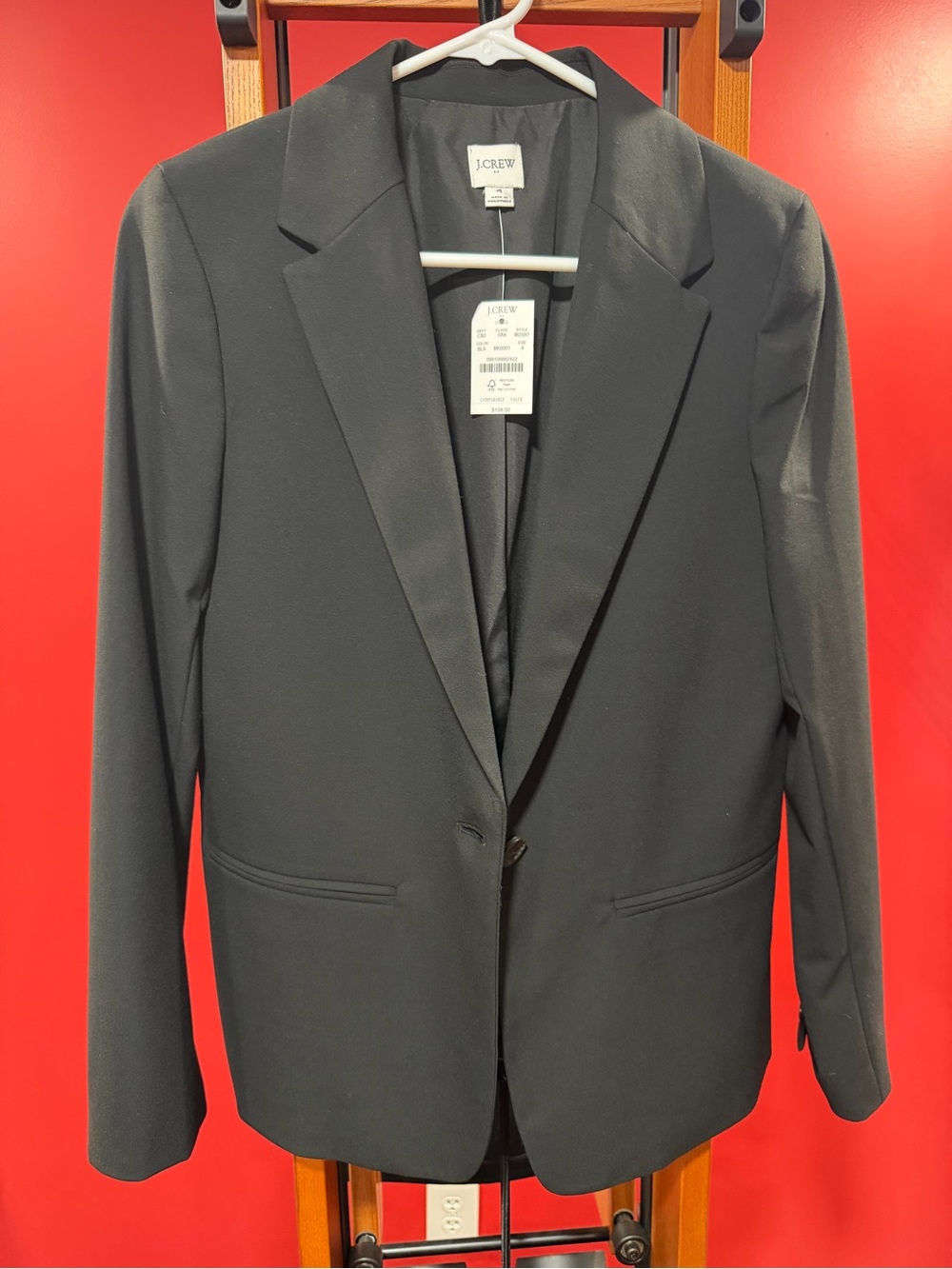 J.Crew Factory One-Button Black Blazer Size 4 NWT Stretch Career Jacket - Picture 6 of 11